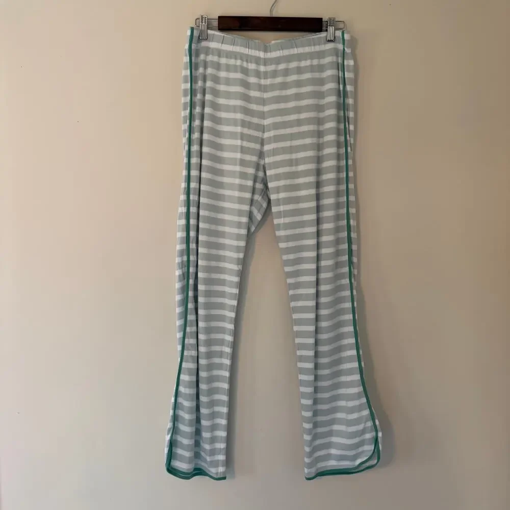 Lake Striped Pajama Set Long Sleeve Top and Pants 100% Pima Cotton Size Medium - Picture 2 of 13